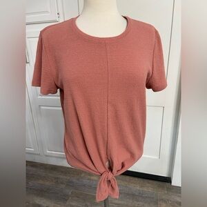 NWT Madewell Short Sleeve Tie Front Top Deep Pink Dusty Rose SZ Large Capsule